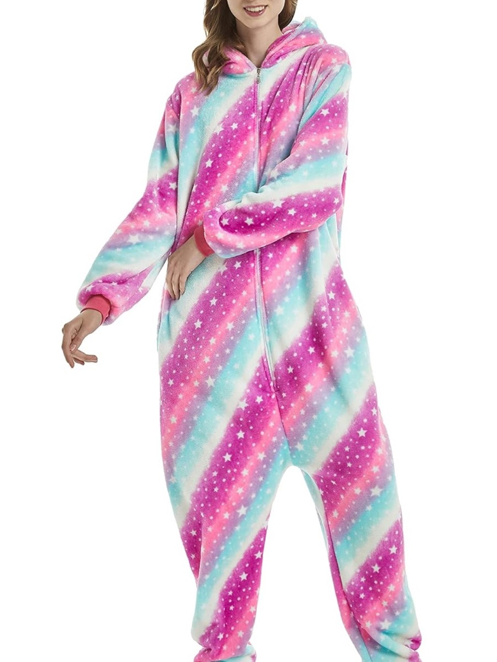 Starry Rainbow Unicorn Plush Onesie Hoodie